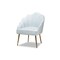 Baxton Studio Cinzia Glam and Luxe Light Blue Velvet Fabric Upholstered Gold Finished Seashell Shaped Accent Chair